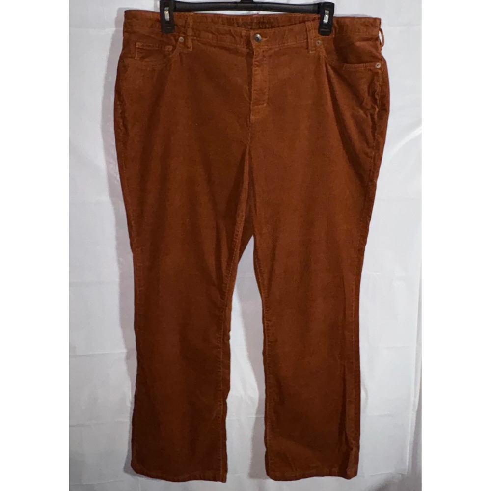 Lands End Womens Pants Sz 20W Rust Orange Corduroy Bootcut Leg  Fall Autumn